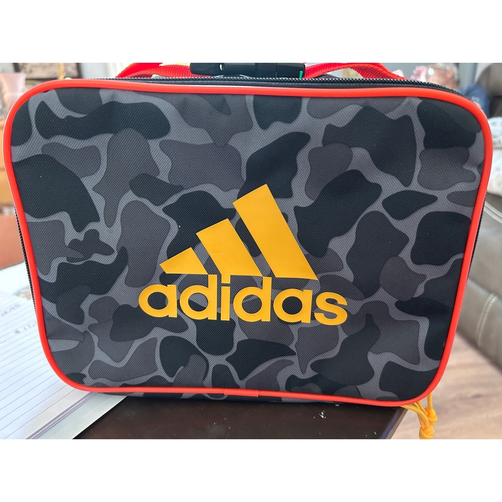 Adidas Lunch Box‎ Bag Camo Insulated Soft Cooler Black Orange Yellow Kids